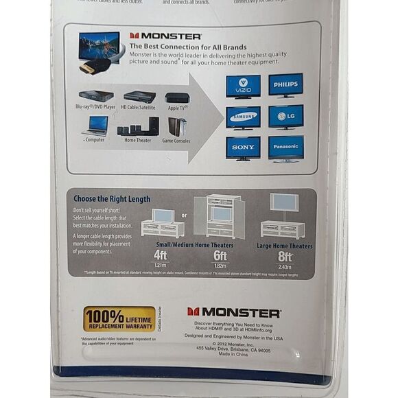 Monster Cable High Performance HDMI Cable - 6-ft NEW IN SEALED BOX - Picture 6 of 8